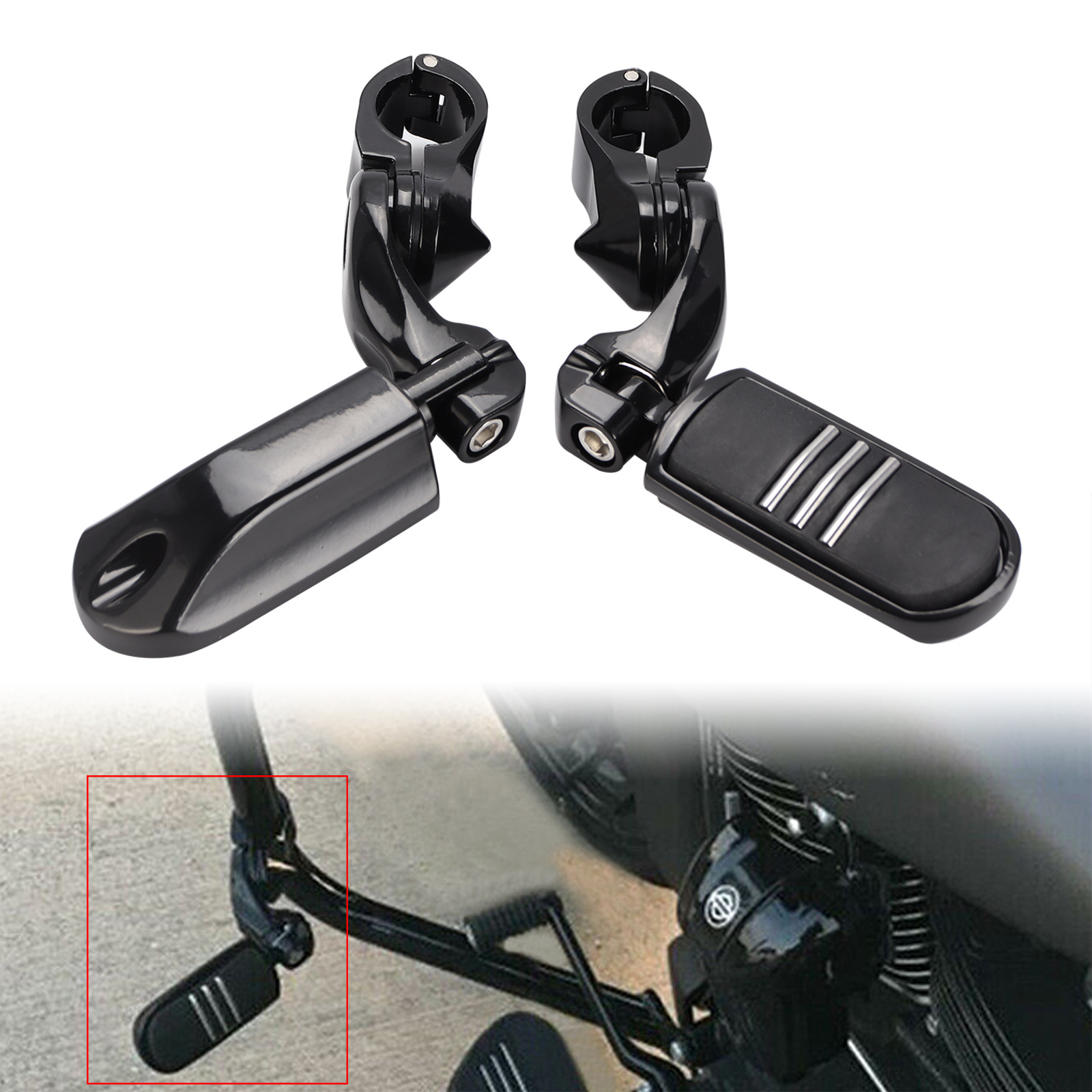Universal Motorcycle and Electric Vehicle Footrests, Bumper Guard Bars, Rest Footrests, Short Brackets, Harley Indian Accessories