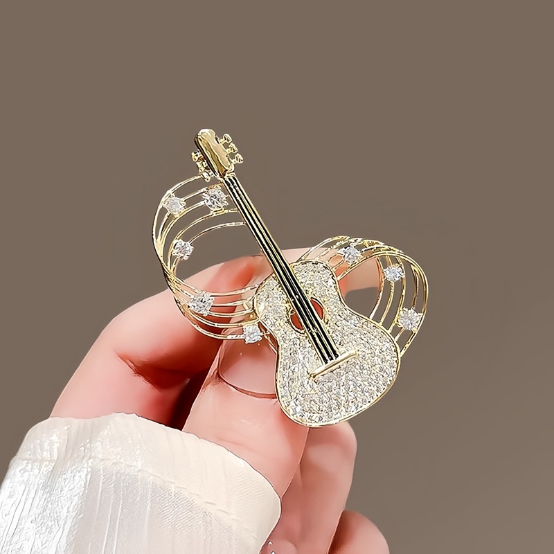 Gitaar muzieknoot broche gepersonaliseerd voor kleding_voghion.com