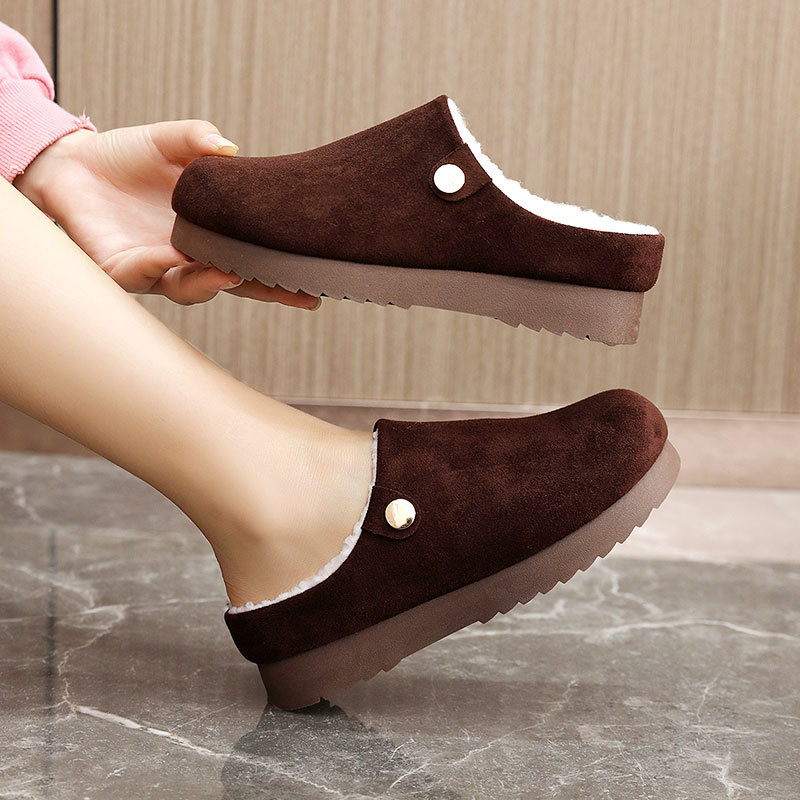 BR095 Uued 2024. aasta sügis- ja talve naiste ühevärvilised soojad puuvillased kingad Veet õhukese põhjaga, sise- ja sisetingimustes kasutamiseks, lihtsad vabaajajalatsid_voghion.com