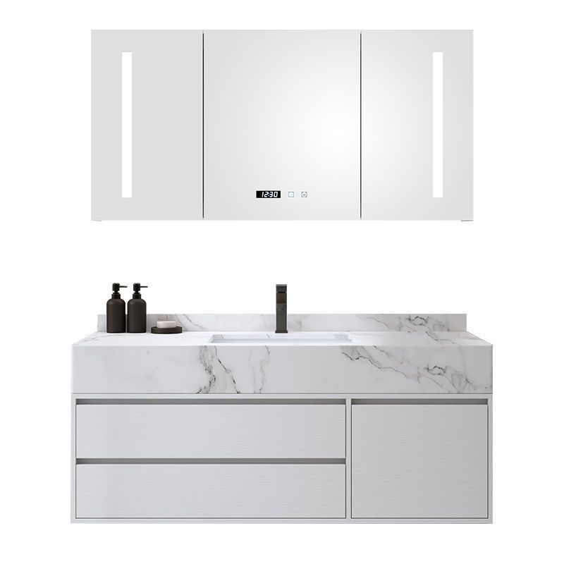 Mueble de baño combinación simple luz moderna de lujo espejo gabinete Nordic baño integrado de roca de lavado de manos lavabo