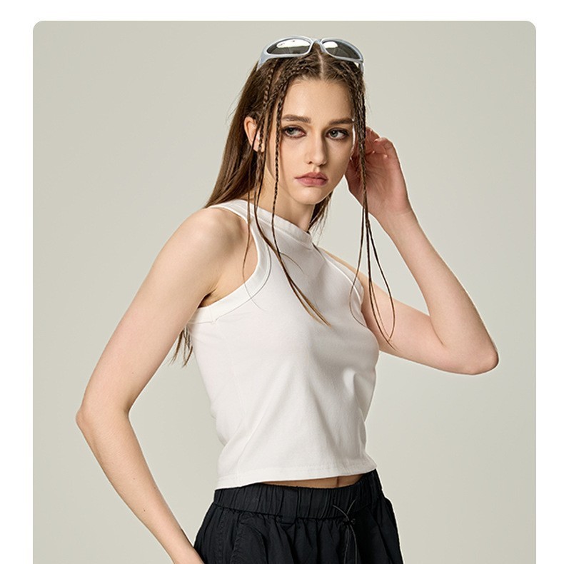 896B algodón chaleco de verano trajes femeninos con base sin mangas en la moda de la pelusa corta