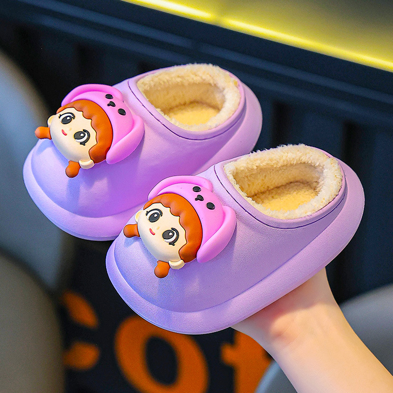 Zapatillas de algodón para niños otoño y invierno niños media bolsa de zapatillas de peludo para niñas pequeñas bebés pequeños lindos zapatillas de algodón