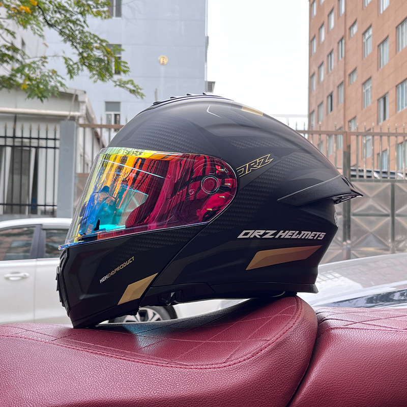Orz casco de coche eléctrico masculino y femenino casco de verano doble espejo trasero medio completo personalidad cuatro estaciones pareja Bluetooth