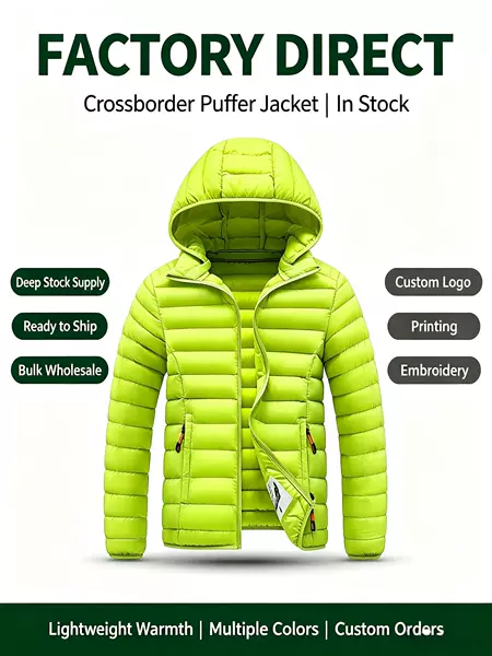 Autumn and winter men's cotton-padded hooded jackets, plus-size lightweight cotton coats, in-stock at the factory for bulk purchase
