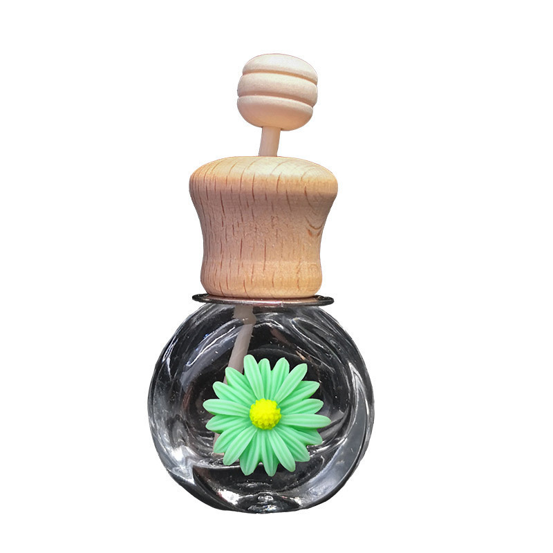 Pequeña margarita salida de aire botella de perfume de coche botella vacía flor de sol botella de aromaterapia de coche decoración de coche creativo