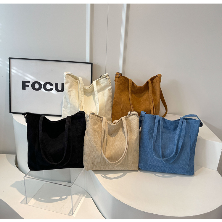New Korean-style simple large-capacity handbag, casual corduroy single-shoulder bag, versatile travel light crossbody bag wholesale undefined