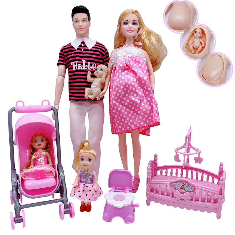 Babi Doll Pregnant Big Belly Family of 6 Doll Big Belly Pregnant Women's Baby Play Home Girl Toy