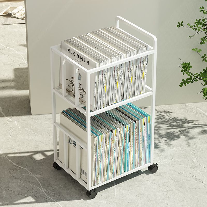 Simple Bookshelf, Small Bookshelf Next to the Desk, Floor-Standing Removable Iron Art with Wheels, Kidsren's Picture Books, Student Books