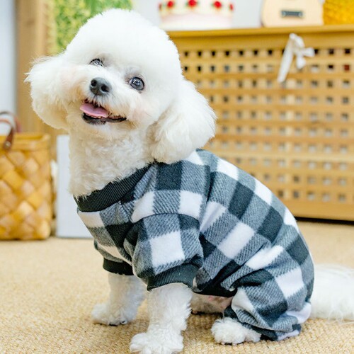 Amazon Pet Clothing Same Style Checkered Pajamas Dog Autumn/Winter Four-Legged Clothes Teddy Pet Clothes Wholesale