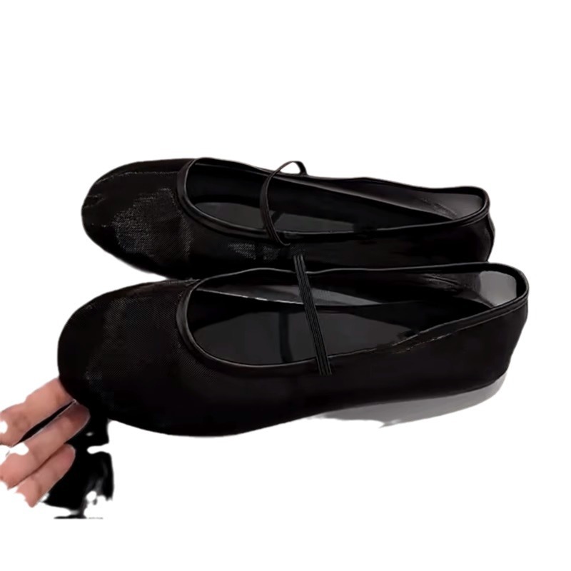 Round Toe Shallow Mouth Single For Women, New Summer Fashion Flat Mesh Breathable Soft Granny Shoes, Mary Jane Shoes_vogvips.com
