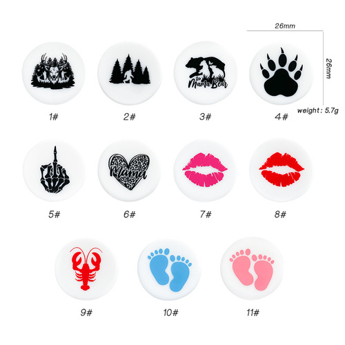 Luminous siliconebeads water transfer printing silicone beads printing color printing silicone beads DIY pacifier chain anti-falling chain