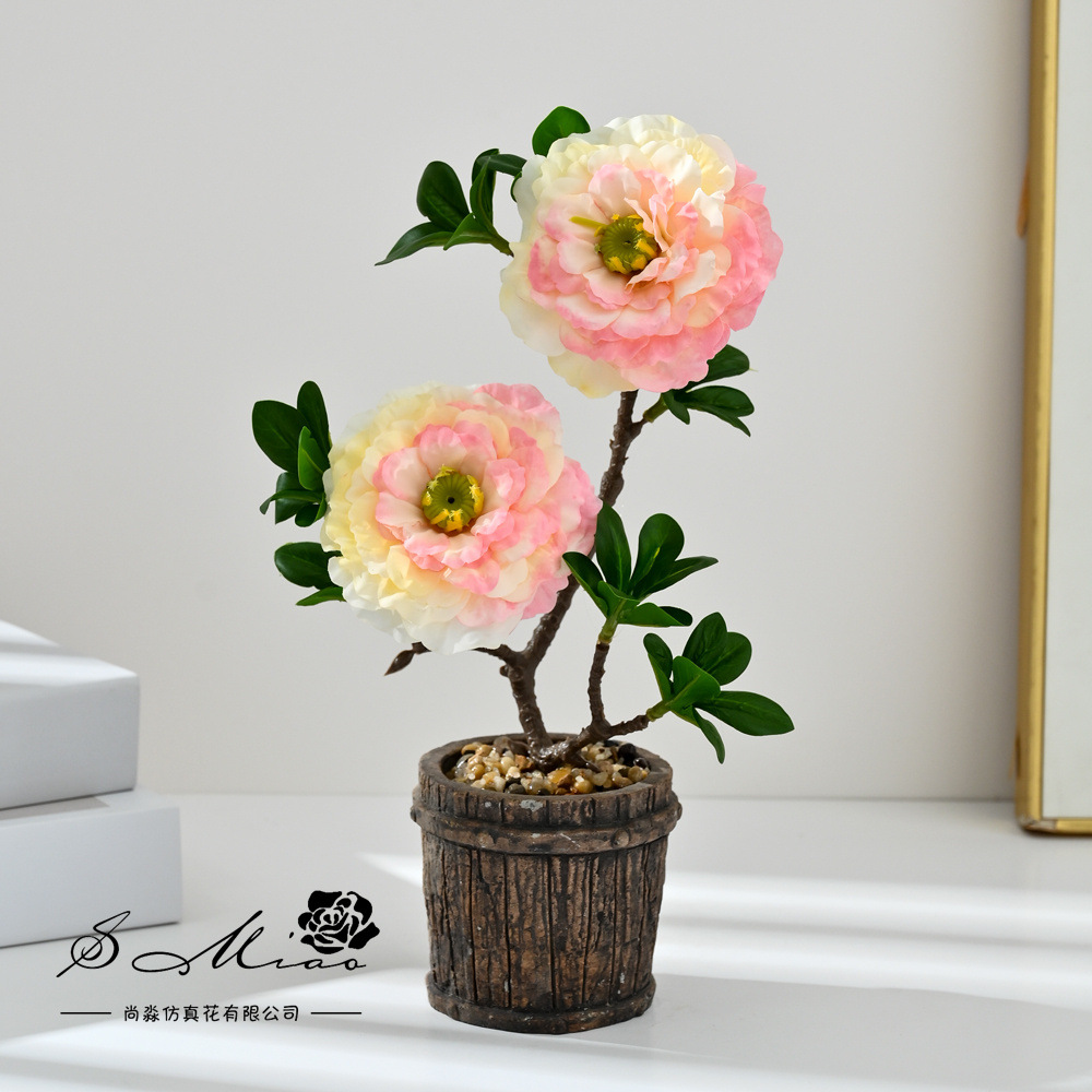 Creativo de dos cabezas Koi flor bonsai moda imitación maceta fotografía de flores falsas flores artificiales boda decoración decorativa image 5