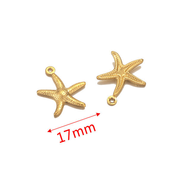 Starfish, Shell Pattern Polished Finish 20 PCS/Package 13 * 14mm Diameter 17mm 22mm 304 Stainless Steel PVD Coated Real Gold Plated Starfish Shell Polished Pendant DIY Jewelry Accessories