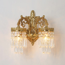 欧式全铜客厅壁灯 法式水晶卧室背景墙床头楼梯墙灯镜前过道灯具