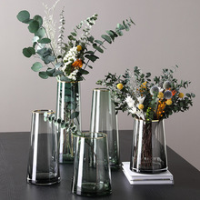 欧式创意描金边透明玻璃花瓶摆件现代简约水培插花器客厅家居装饰