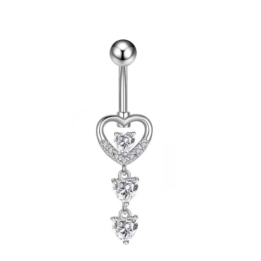 Belly Button Ring, Stainless Steel & Copper, Pink Zircon Accent, Multiple Style Options