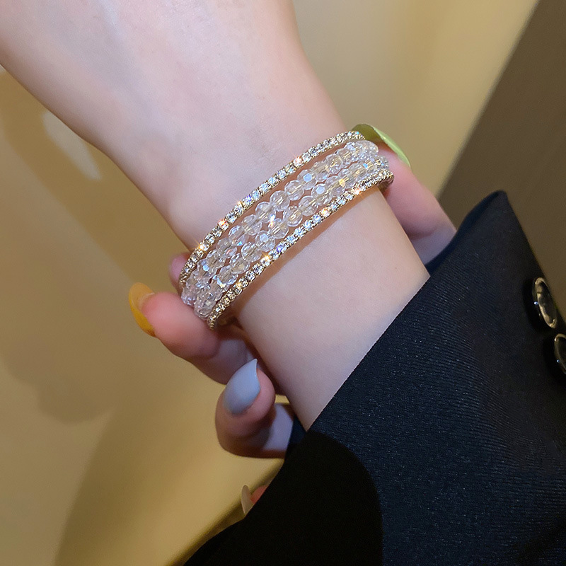 Geometric Pattern Women's Gender Inlay Design Elegant Lady Geometric Copper Inlay Zircon Bangle