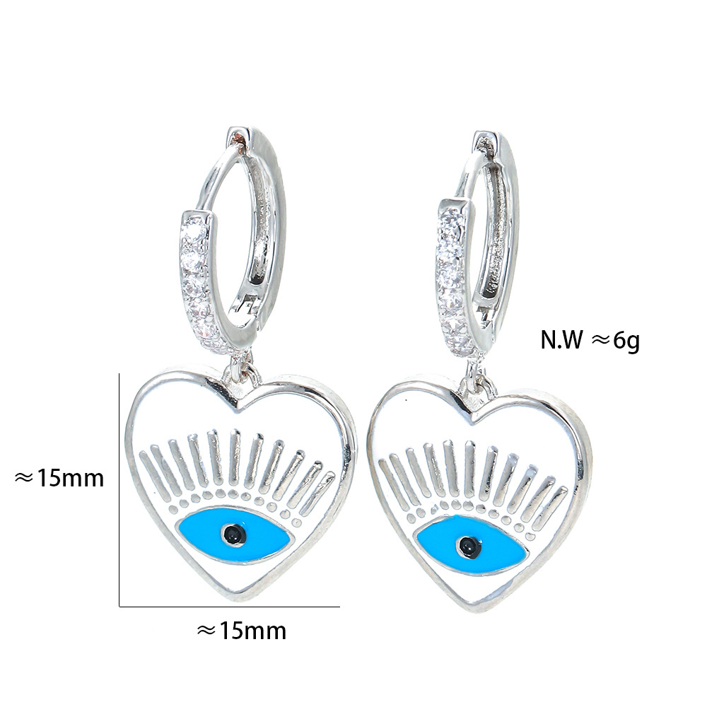 Earrings Classification Retro Heart Devil's Eye Copper Earrings Wholesale Nihaojewelry