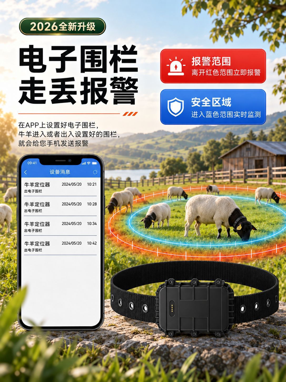 5G cattle and sheep tracker, BeiDou satellite GPS, solar-powered, high-precision positioning, waterproof, for remote monitoring and tracking of livestock