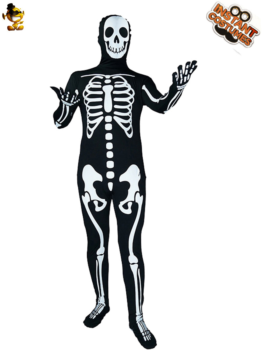 Hombres adultos horror cráneo fantasma hueso mono ropa de fiesta Halloween Cosplay etapa rendimiento