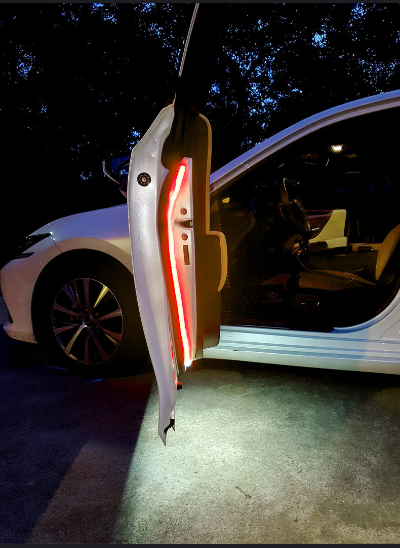 Cross-border explosions 12v car door running water scanning led light bar magic red white light anti-collision warning light flash