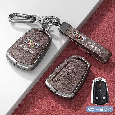 Car key bag Covers Xt5 Xt6 Xt4 - standard-type-a-one-click-start-mocha-brown-zinc-alloy-shell-hardware-bracelet