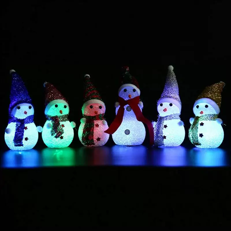 圣诞发光雪人七彩发光圣诞颗粒套圈小夜灯儿童发光玩具厂家直供