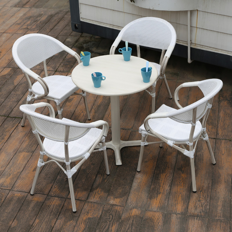 Mesa y silla al aire libre, mesa y silla de comedor, mesa y silla blanca, mesa y silla al aire libre, jardín, patio
