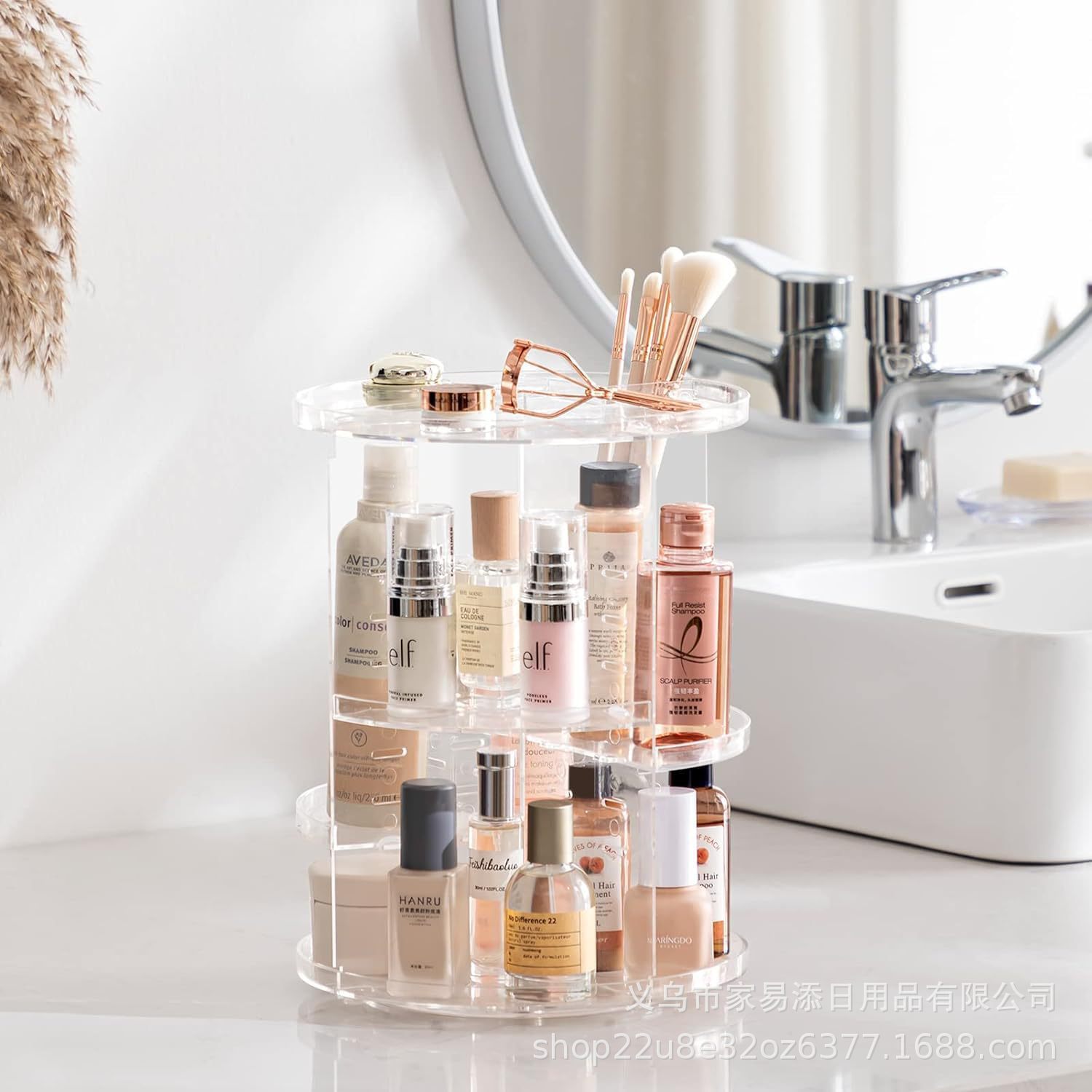Red en línea caja de almacenamiento de cosméticos rotativos transparente梳妆台 productos de cuidado de la piel estante dormitorio caja de acabado de lápiz labial de escritorio