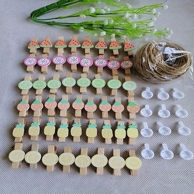 100 piezas de cáñamo gratis cuerda traceless clavo pequeño clip de madera clip de Fotos decoración de la pared de madera cruda color de dibujos animados animal envío gratis