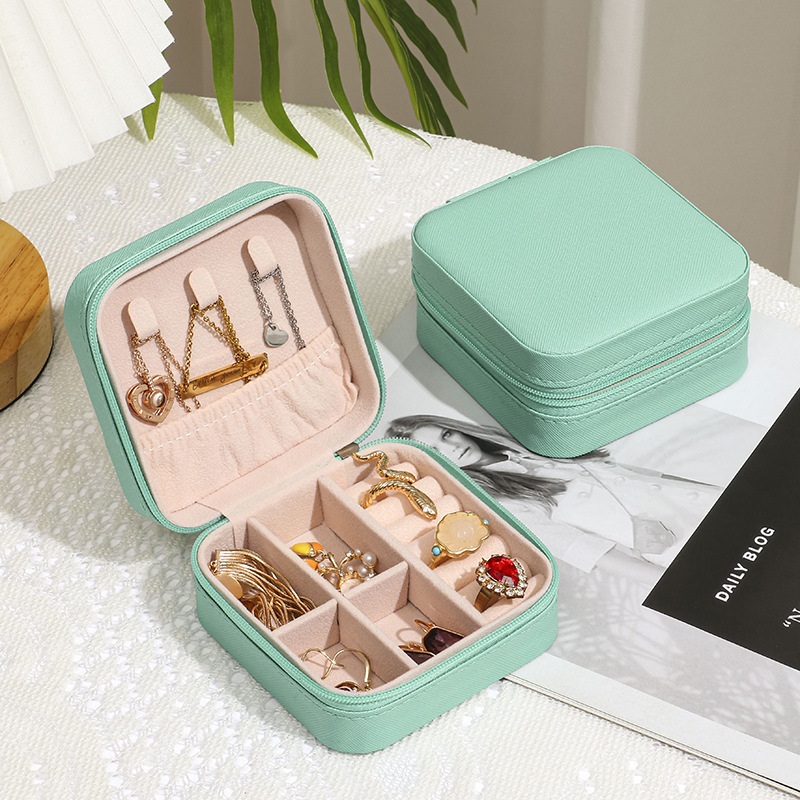 PU Earring Storage Box Necklace Jewelry Organizer Ring Earring Small Jewelry Box Portable Jewelry Storage Case