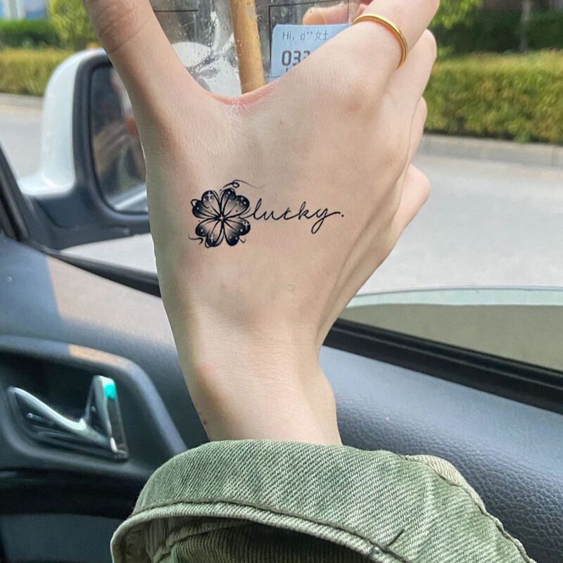 Happy Clover English Wrist Tattoo Sticker Herbal Semi-Permanent Waterproof and Sweat-Proof Ins Fresh and High-Looking Artificial Happy Clover English Wrist Tattoo Sticker Herbal Semi-Permanent Waterproof and Sweat-Proof Ins Fresh and High-Looking Artificial