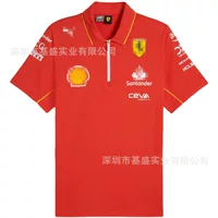 Новый гоночный костюм команды Ferrari модный дикий кардиган с отворотом поло летняя футболка с короткими рукавами удобная и износостойкая
