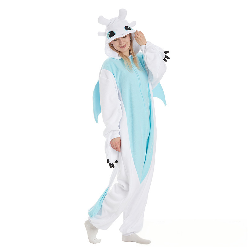 Cross-Border Manufacturers Wholesale Cartoon One-Piece Pajamas, Little Flying Dragon Halloween Costumes, Couple Home Clothes, Couple Models