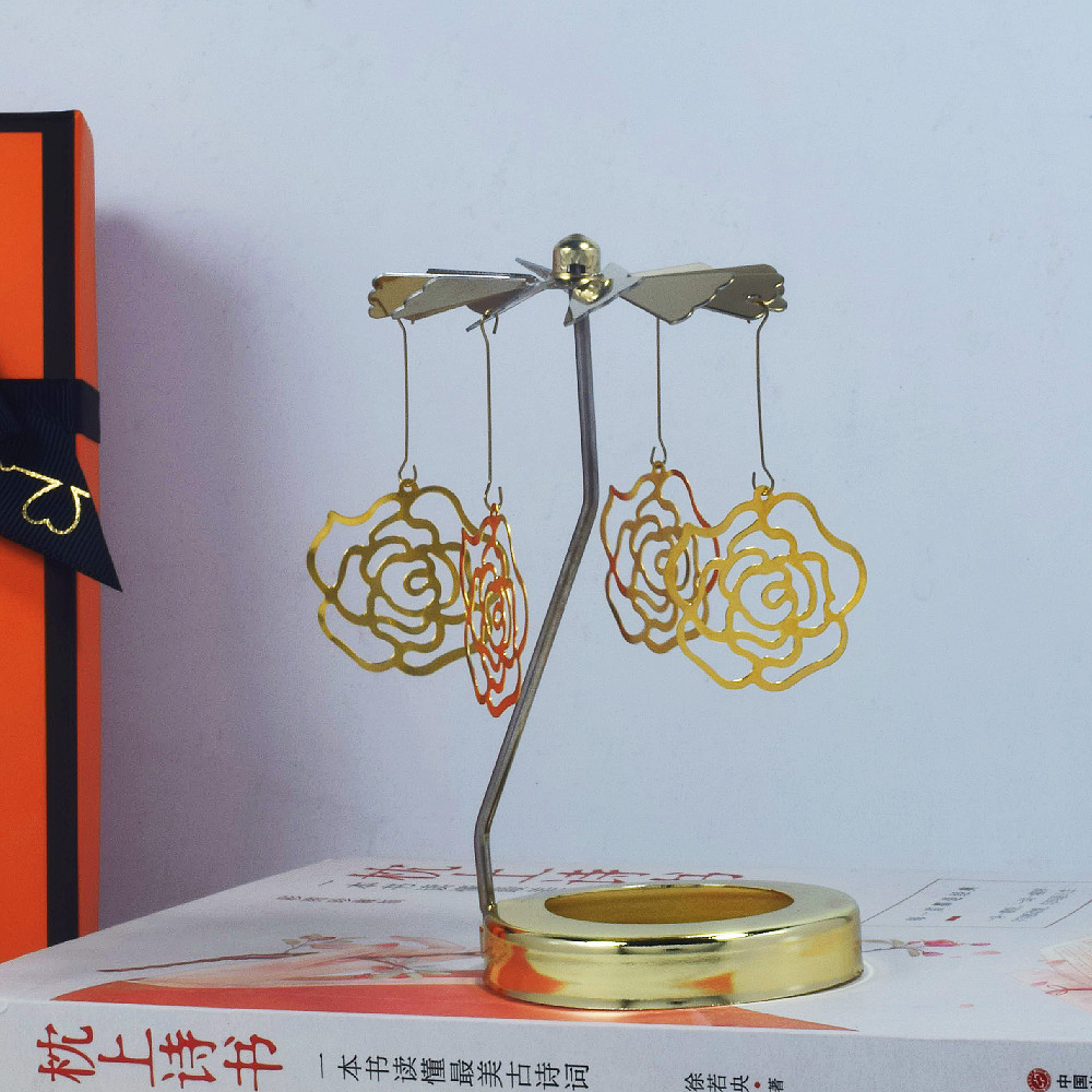 Profesional INS Amazon fabricante romántica aromaterapia vela de vidrio cubierta inteligente giratoria de acero inoxidable candelabro linterna