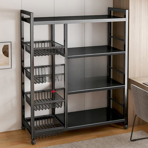 Kitchen multi-layer vegetable basket storage rack drop-down shelf microwave oven toaster shelf storage stand