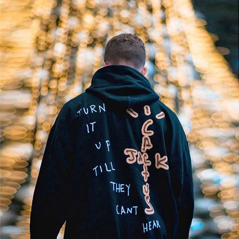 American Trendy Brand Travis Scott Cactus Jack Foam Printed Velvet Hooded Sweatshirt Hoodie