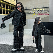 女童小香风套装秋装2025秋季新款名媛提花格子套装提洋气时尚修身