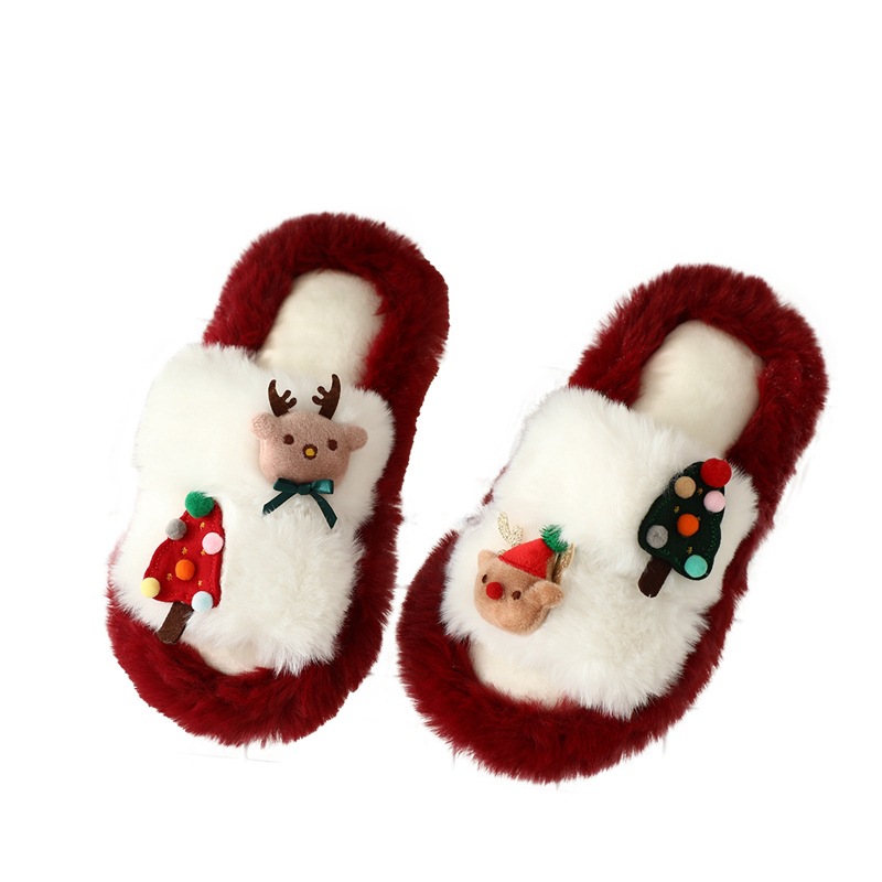 Interés transfronterizo de Navidad alce algodón zapatillas peluche árbol de Navidad casa peluche zapatillas de piso estudiantes regalos image 5