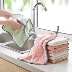 Dish Towel Kitchen Rag Household Stiff Bristle Oil-Proof Non-Slip No Shedding Dual-Sided Thickened Table Wiping Lazy Rag