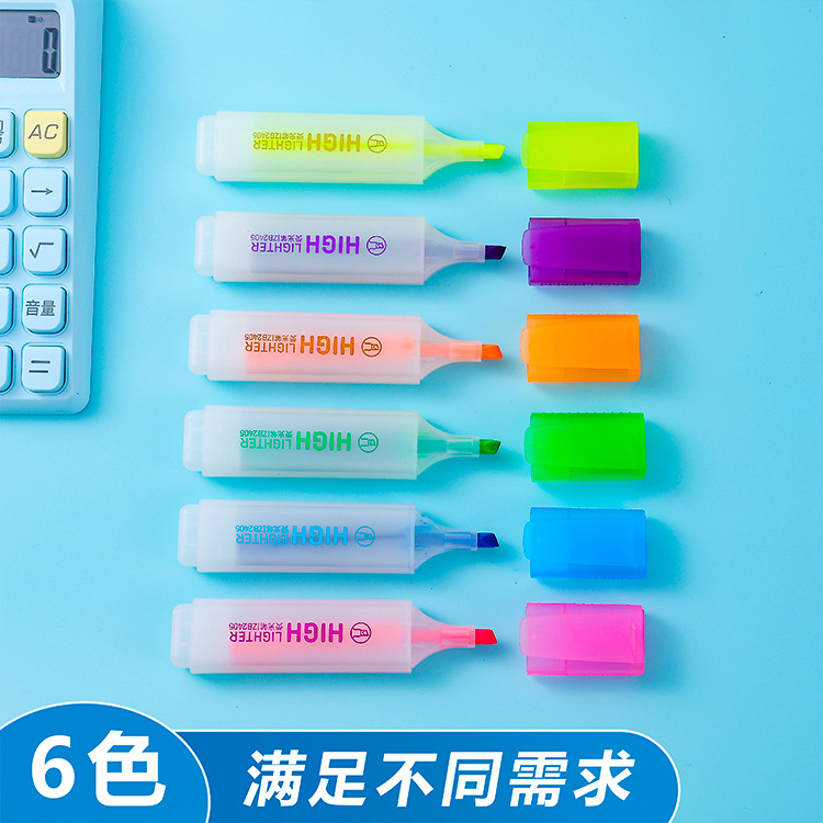 6 paquetes de resaltadores, marcadores de estudiantes, marcadores de color clave, bolígrafos de cuenta manual de gran capacidad, pinceles de pintura de graffiti