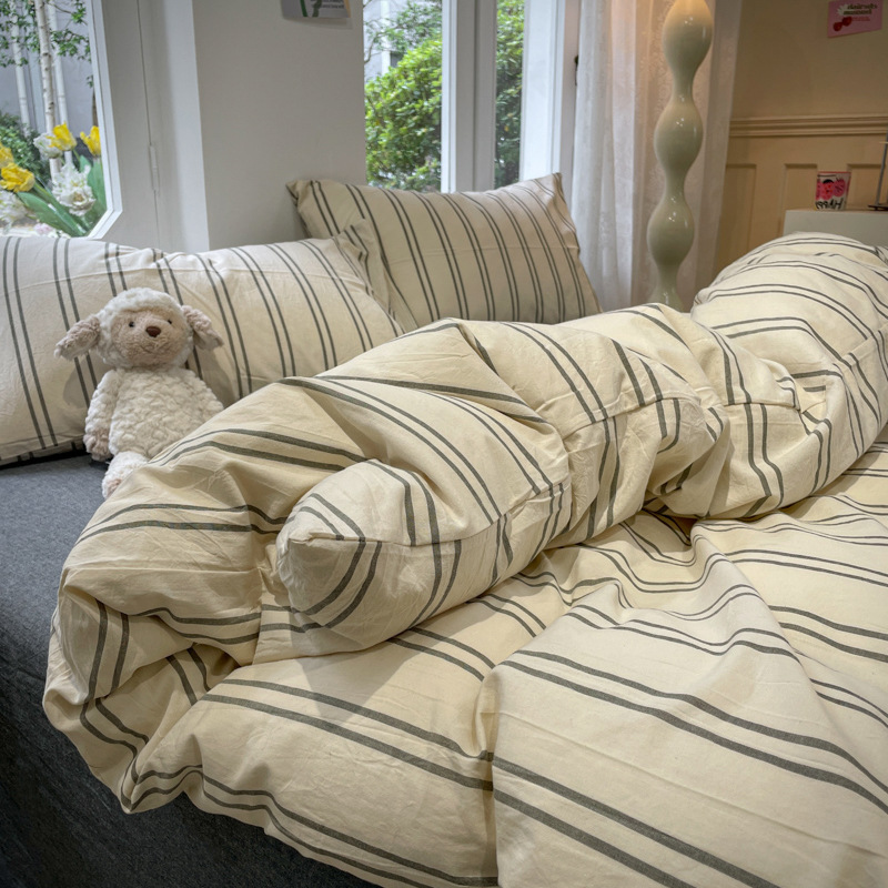 2024 nuevo traje de cuatro piezas de algodón de nube suave y ceroso sin impresión de algodón lavado de viento de tres piezas