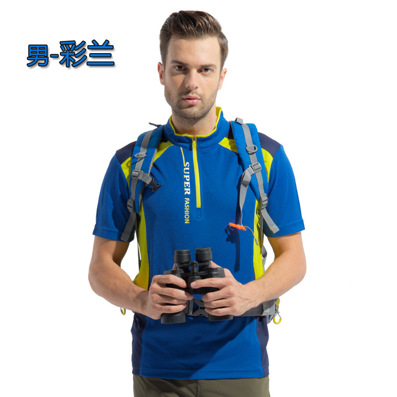 Ropa de secado rápido de verano para hombres y mujeres de manga corta al aire libre delgada transpiración de secado rápido chaqueta deportiva de manga corta protector solar camiseta de senderismo