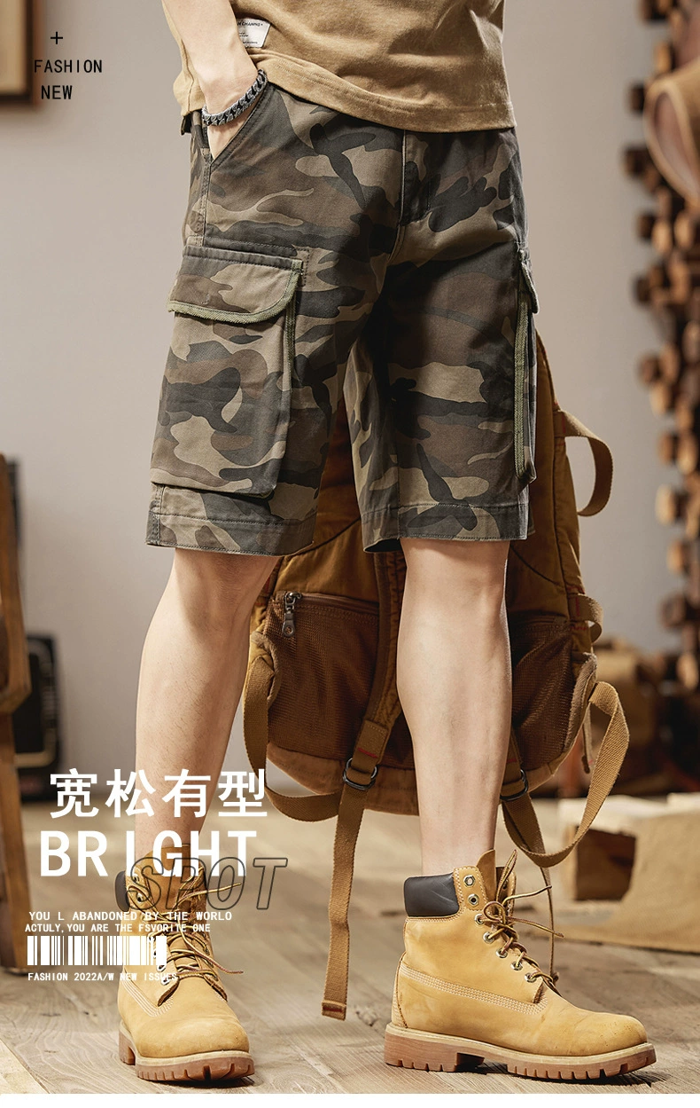 Pantalones cortos de camuflaje estilo cargo para hombre