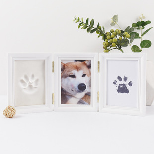 Pet paw print inkpad photo frame wash-free printing table cat dog footprints diy commemorative solid wood table cross-border wholesale