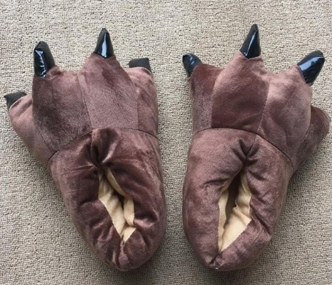 Super suave terciopelo animal inicio garra zapatos hombres y mujeres pareja pata de invierno Zapatillas de algodón bolsa de zapatos de tacón azul verde venta al por mayor