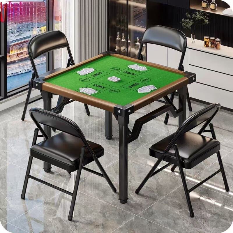 Folding mahjong table for home use in the living room, leisure and entertainment hand-cranked chess and card table, dual-purpose dining table for small spaces, square card table Folding mahjong table for home use in the living room, leisure and entertainment hand-cranked chess and card table, dual-purpose dining table for small spaces, square card table