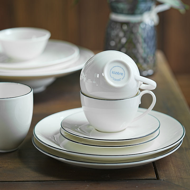 Lucang vajilla taza de café cerámica platillo plato té la tarde del hogar color sólido lujo europeo simple