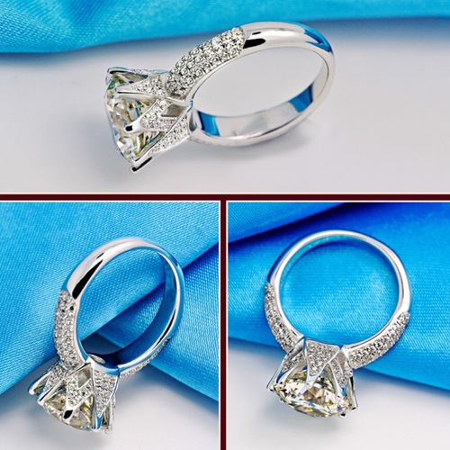 Best selling pigeon egg zircon ring in Europe and America Luxurious crown group full of diamonds eight hearts and eight arrows 5 carat large diamond ring