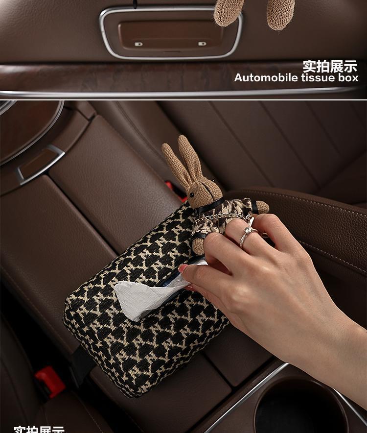 Car-Mounted Tissue Box for Women, Light Luxury and High-End Feel, Hanging Tissue Box, Creative Tissue Pack, Complete Collection of Car Interior Decoration Items